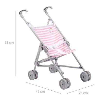 JC Toys | Berenguer Boutique | Single Umbrella Baby Doll Stroller | Elephant Theme | Pink | Ages 2 + JC Toys