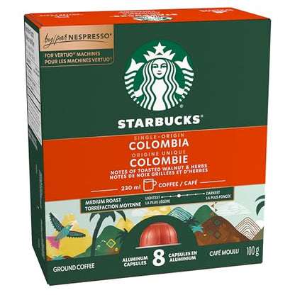 Starbucks Single Origin Colombia Medium Roast Nespresso Vertuo Capsules - 32 Count