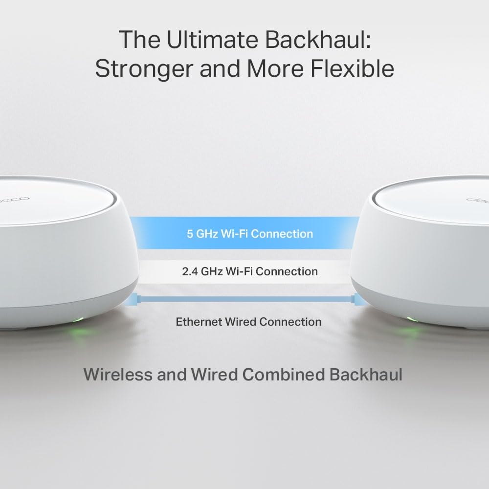 TP-Link Deco 7 BE25 Dual-Band BE5000 WiFi 7 Mesh Wi-Fi System - 4-Stream 5 Gbps, 240 Mhz | Covers up to 6,600 Sq.Ft | 2X 2.5G Ports Wired Backhaul | VPN,MLO, AI-Roaming, HomeShield (3-Pack)