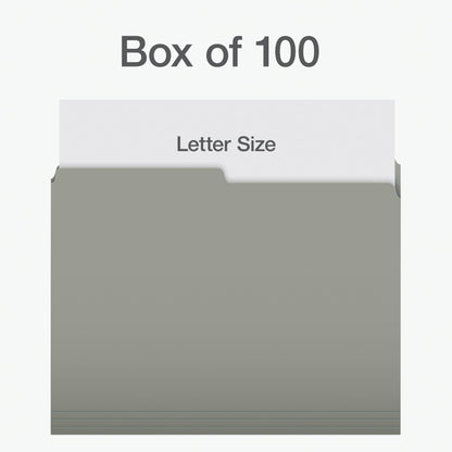 Pendaflex File Folders, 1/2 Cut Tab, Letter Size, Gray, Durable Paper Stock, 100/Box, Ideal for Office/Home/School File Organization, Made in Canada