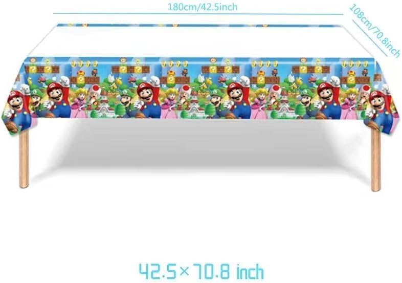 Birthday Party Decorations,48PCS Mario Cartoon Theme Supplies - 1 Backdrop, 1 Banner, 4 Aluminum Balloons, 1 Tablecloth, 25 Cake Toppers, 16 Latex Balloons. 🍁 All In One Marketplace Canada