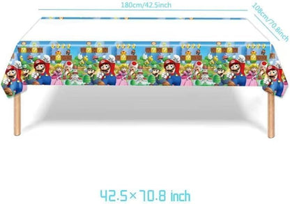 Birthday Party Decorations,48PCS Mario Cartoon Theme Supplies - 1 Backdrop, 1 Banner, 4 Aluminum Balloons, 1 Tablecloth, 25 Cake Toppers, 16 Latex Balloons. 🍁 All In One Marketplace Canada