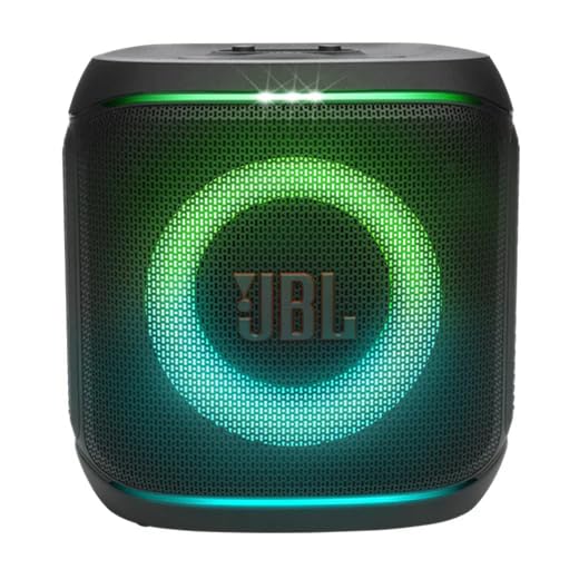 JBL PartyBox Encore 2 (with 2 Mics) - Portable Party Speaker with Two Digital Wireless Mics, 100W Powerful Sound, AI Sound Boost, Auracast-Enabled, Dynamic Light Show, and IPX4 Splash Proof - Black