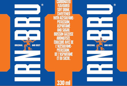 IRN-BRU Original Soft Drink, 330ml Cans, Pack of 24
