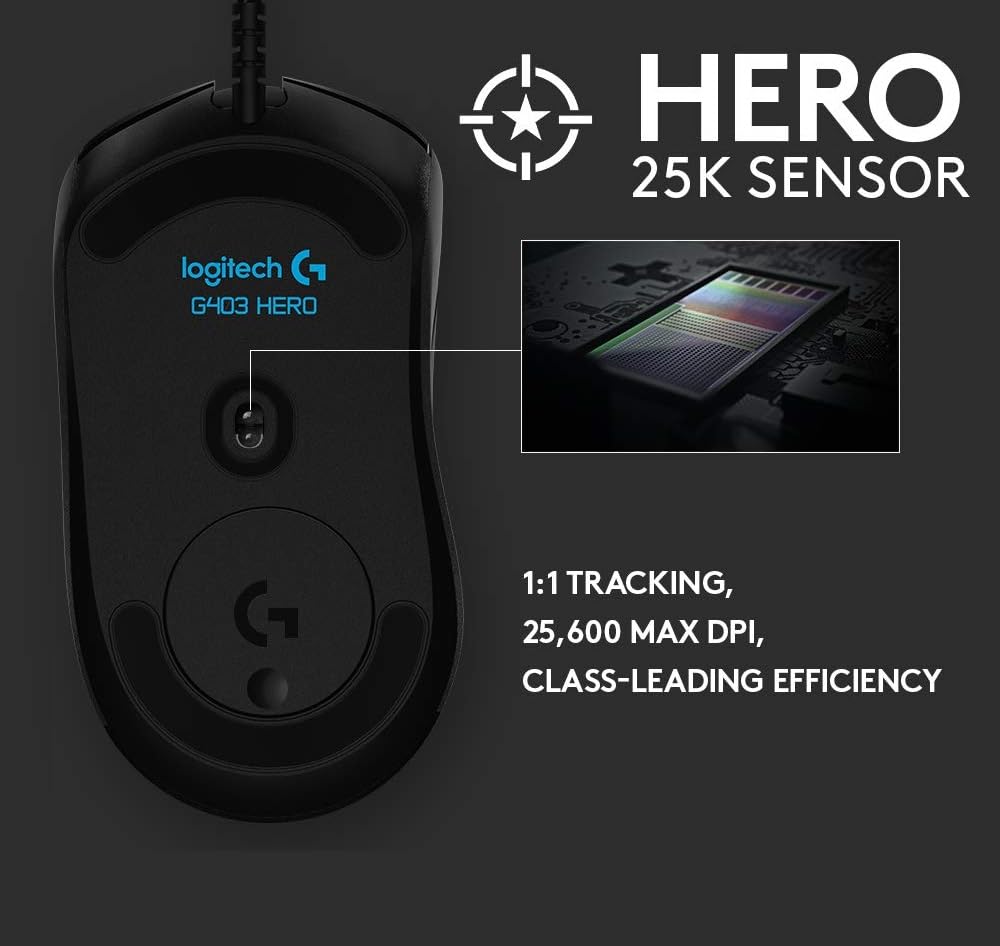 Logitech G403 Hero RGB Gaming Mouse - Black