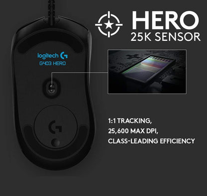 Logitech G403 Hero RGB Gaming Mouse - Black