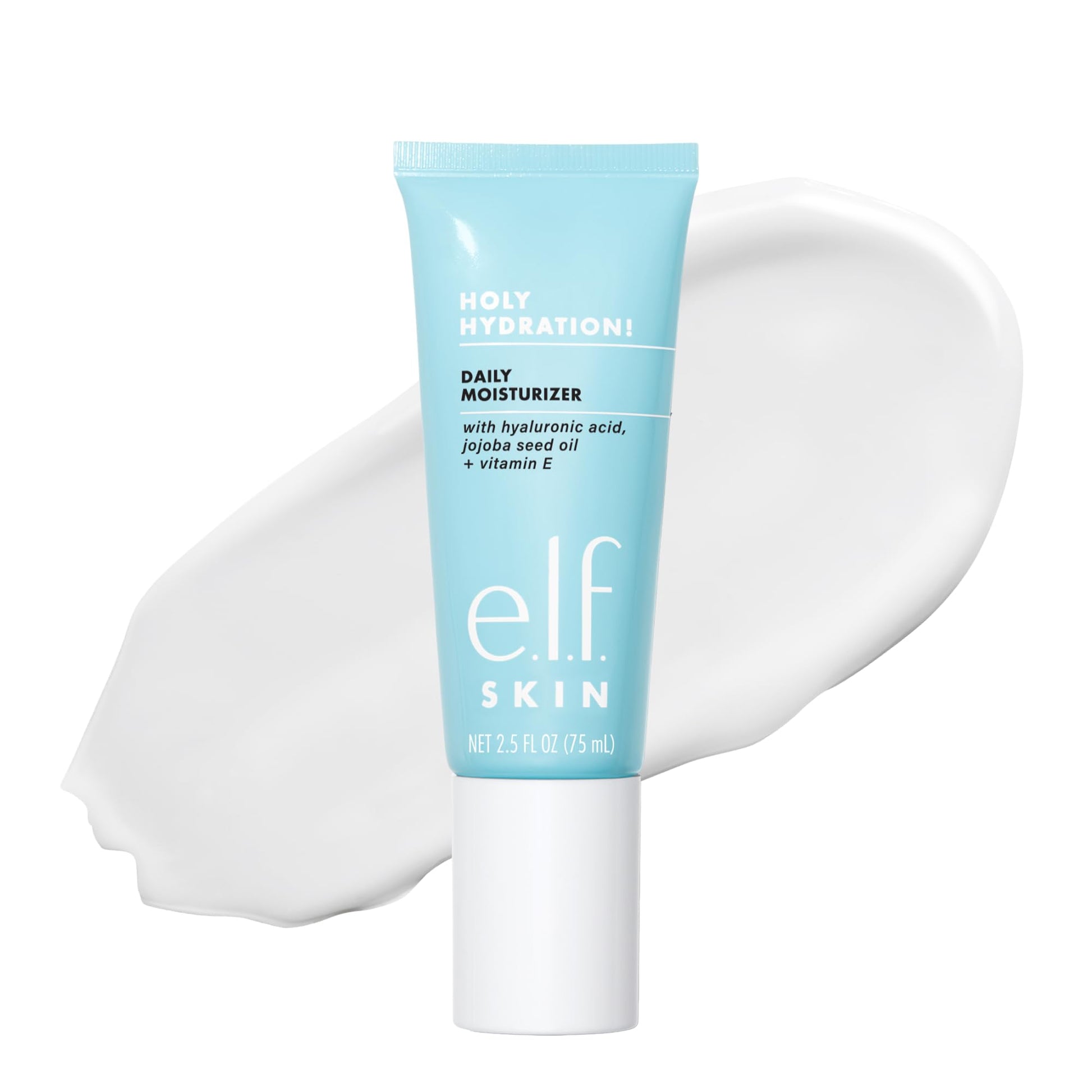 e.l.f. SKIN Holy Hydration! Daily Hydration Moisturizer, Ultra-Hydrating Formula, Infused with Aloe, Jojoba Oil & Shea Butter, Vegan & Cruelty-Free, 2.53 Fl Oz e.l.f.