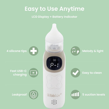 bblüv Rinö Pro Battery Operated Baby Nasal Aspirator with 5 Suction Levels bblüv