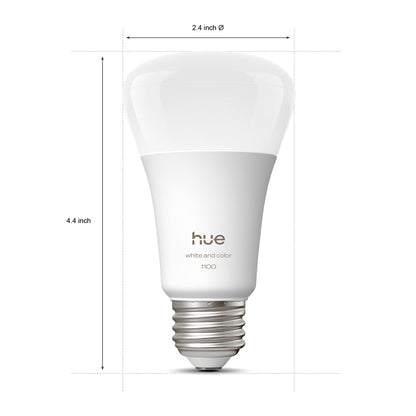 Philips Hue Smart LED A19 Bulb, White and Color Ambiance, E26 Base, 9.5W, Full Spectrum Light 1000K-20000K, 1100 Lumens, Dimmable, Works with Alexa, Google Assistant, and Apple Home, 1 Pack Philips Hue
