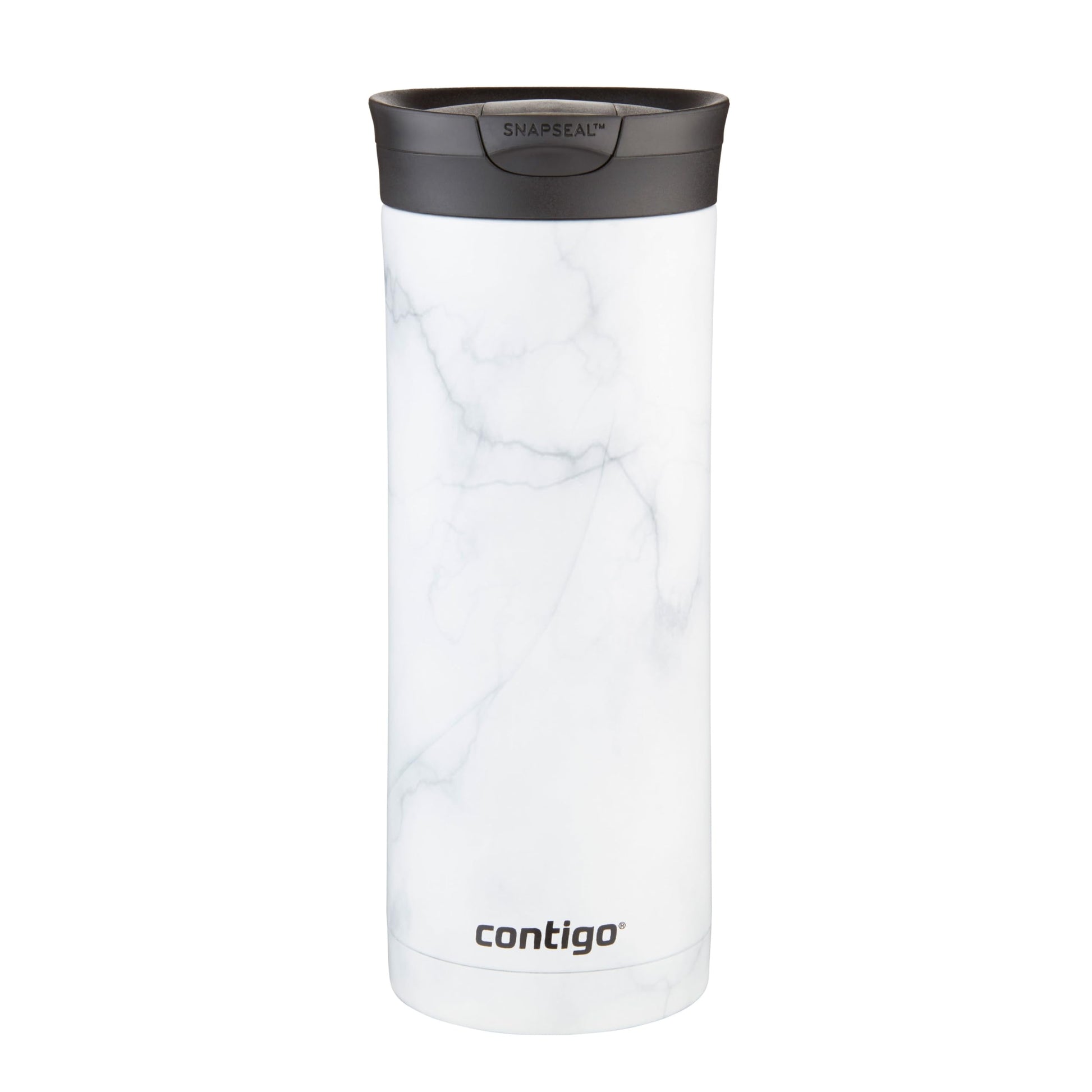 Contigo Huron 2.0 Couture Stainless Steel Travel Tumbler, Vacuum-Insulated Metal Tumbler for Coffee and Tea with Leak-Proof Lid, White Marble, 20 oz (591 mL) Contigo