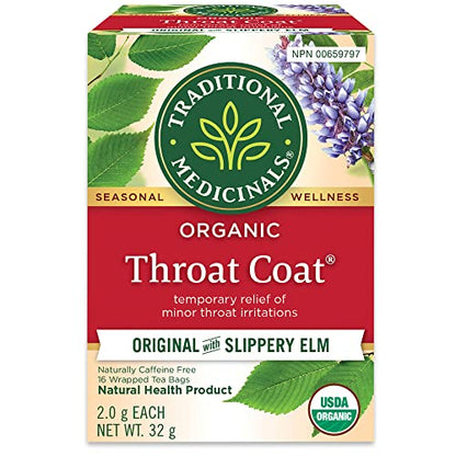 Traditional Medicinals Organic Throat Coat Herbal Tea - 6 Pack (96 Tea Bags) - Soothing Blend for Throat Comfort