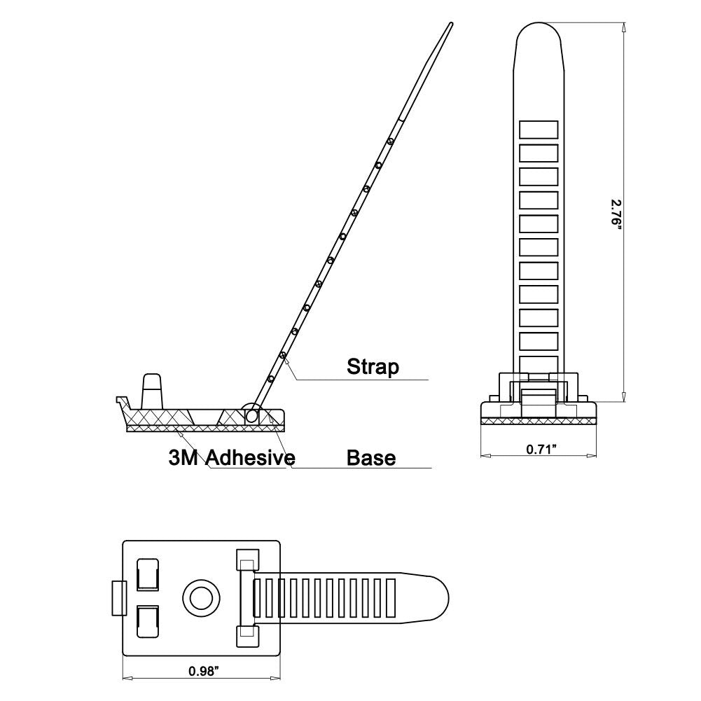 HS Wire Management Clips Clear (Yellowish) with Screw Hole (50 Pack) Adjustable Zip Ties 3 Inch with 3M Adhesive Tape,Adhesive Clips for Christmas Lights,Desk,Wall to Hold Extension Cord 🍁 All In One Marketplace Canada