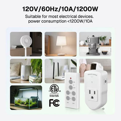 BN-LINK Wireless Remote Control Electrical Outlet Switch for Lights, Fans, Christmas Lights, Small Appliance, Long Range White 10A/1200W, 1 Remote + 1 Outlet 🍁 All In One Marketplace Canada