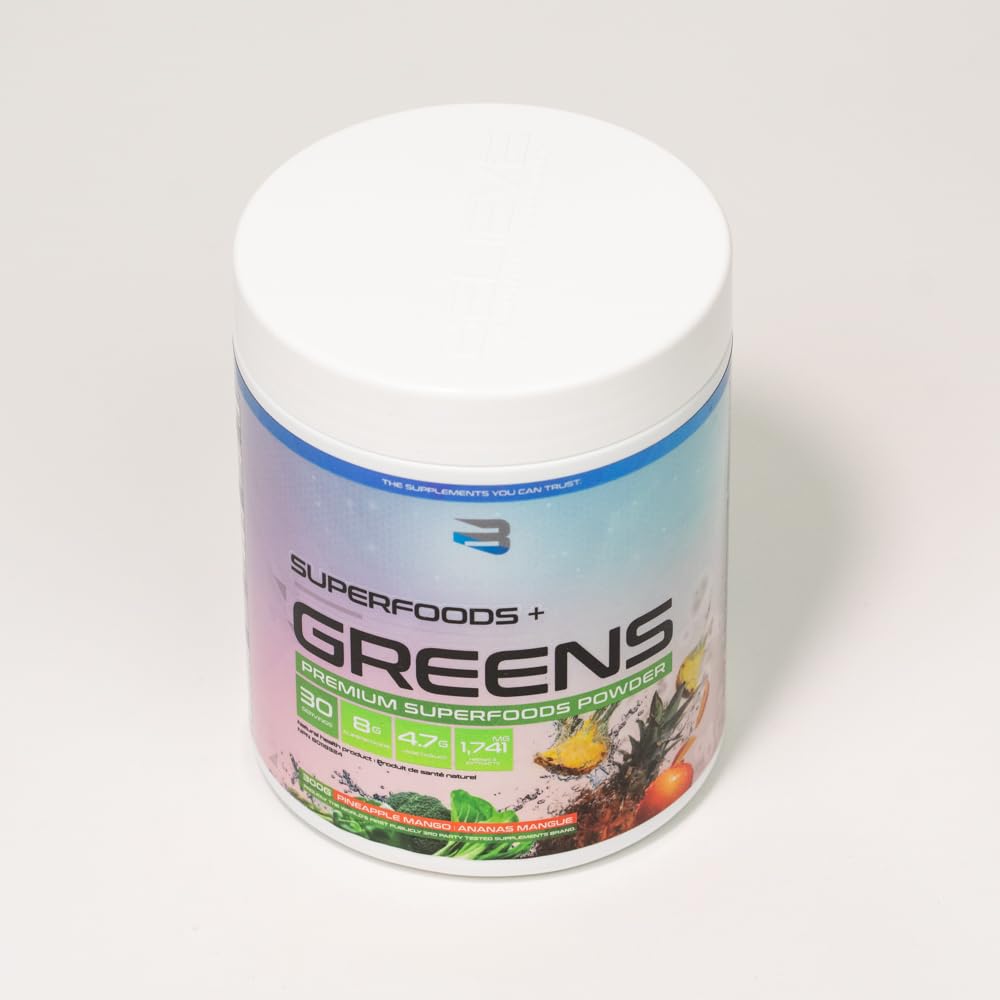 Believe Supplements Superfoods+Greens - Superfood Blend | Boost Energy, Immunity, and Digestion | Rich in Antioxidants & Essential Nutrients! (30 Servings (Pack of 1), Pineapple Mango) Believe Supplements