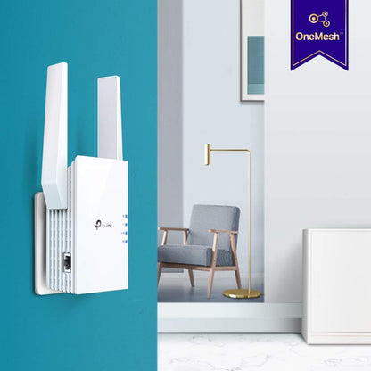 TP-Link AX1800 WiFi Extender Internet Booster RE605X-WiFi 6 Range Extender Covers up to 1500 Sq.ft and 25 Devices, Dual Band, Up to 1.8Gbps Speed, AP Mode w/Gigabit Port, APP Setup, OneMesh Compatible TP-Link