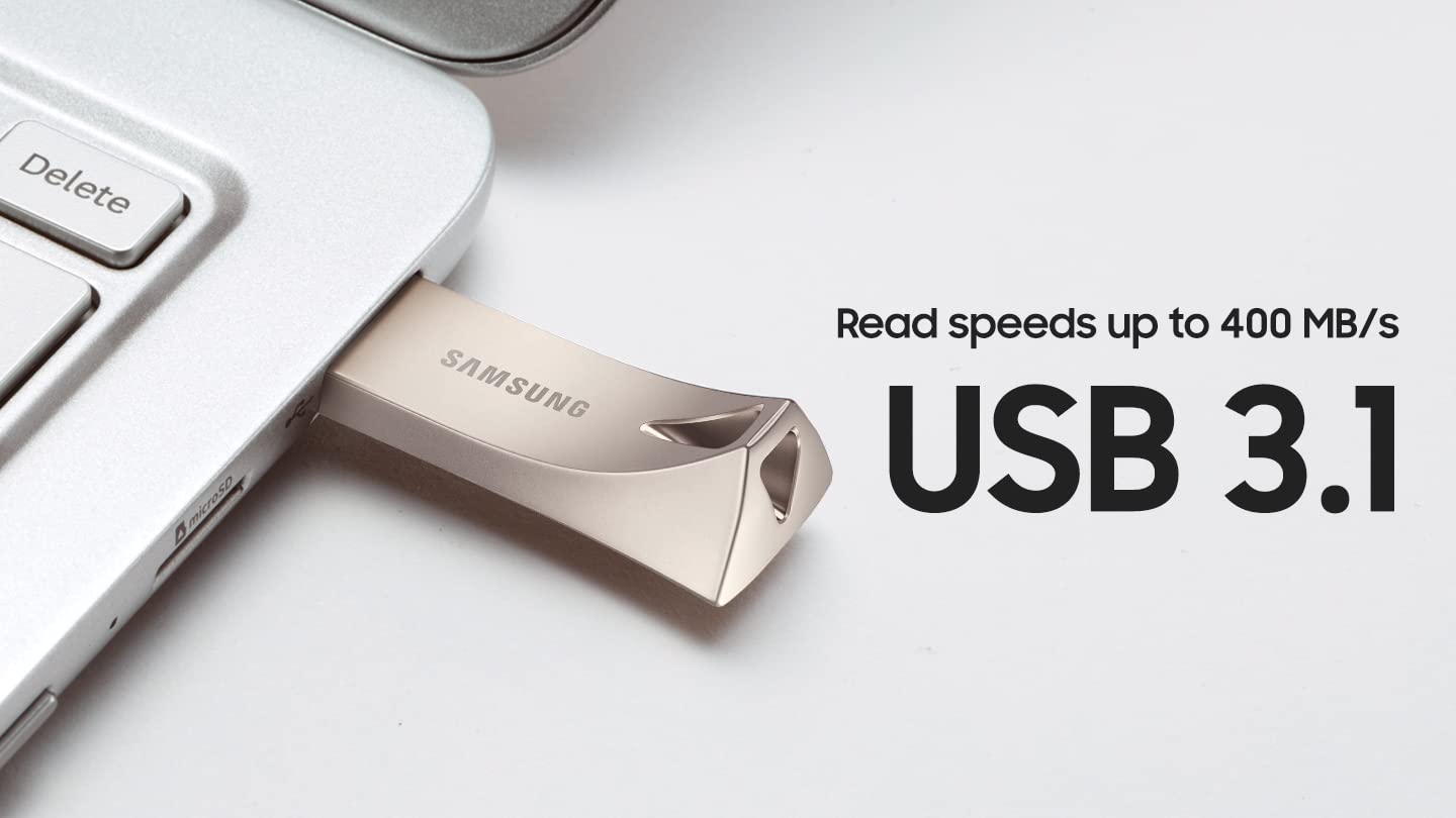 SAMSUNG BAR Plus 128GB - 400MB/s USB 3.1 Flash Drive Silver (MUF-128BE3/AM) [Canada Version] Samsung