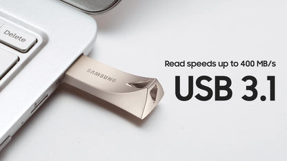SAMSUNG BAR Plus 128GB - 400MB/s USB 3.1 Flash Drive Silver (MUF-128BE3/AM) [Canada Version] Samsung