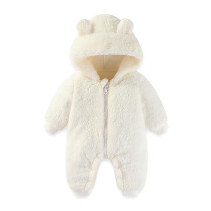 AiWMGL Baby Bear Hooded Fleece Romper Snowsuit, White, 0-3 M 🍁 All In One Marketplace Canada