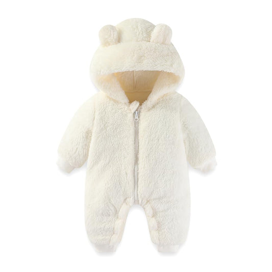 AiWMGL Baby Bear Hooded Fleece Romper Snowsuit, White, 0-3 M 🍁 All In One Marketplace Canada