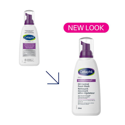 Cetaphil PRO DermaControl Oil Control Foam Wash with Zinc Complex, Facial Cleanser for Oily Acne-Prone Sensitive Skin, Matte Finish, Dermatologist Recommended, 236ml - Available at All In One Marketplace Canada