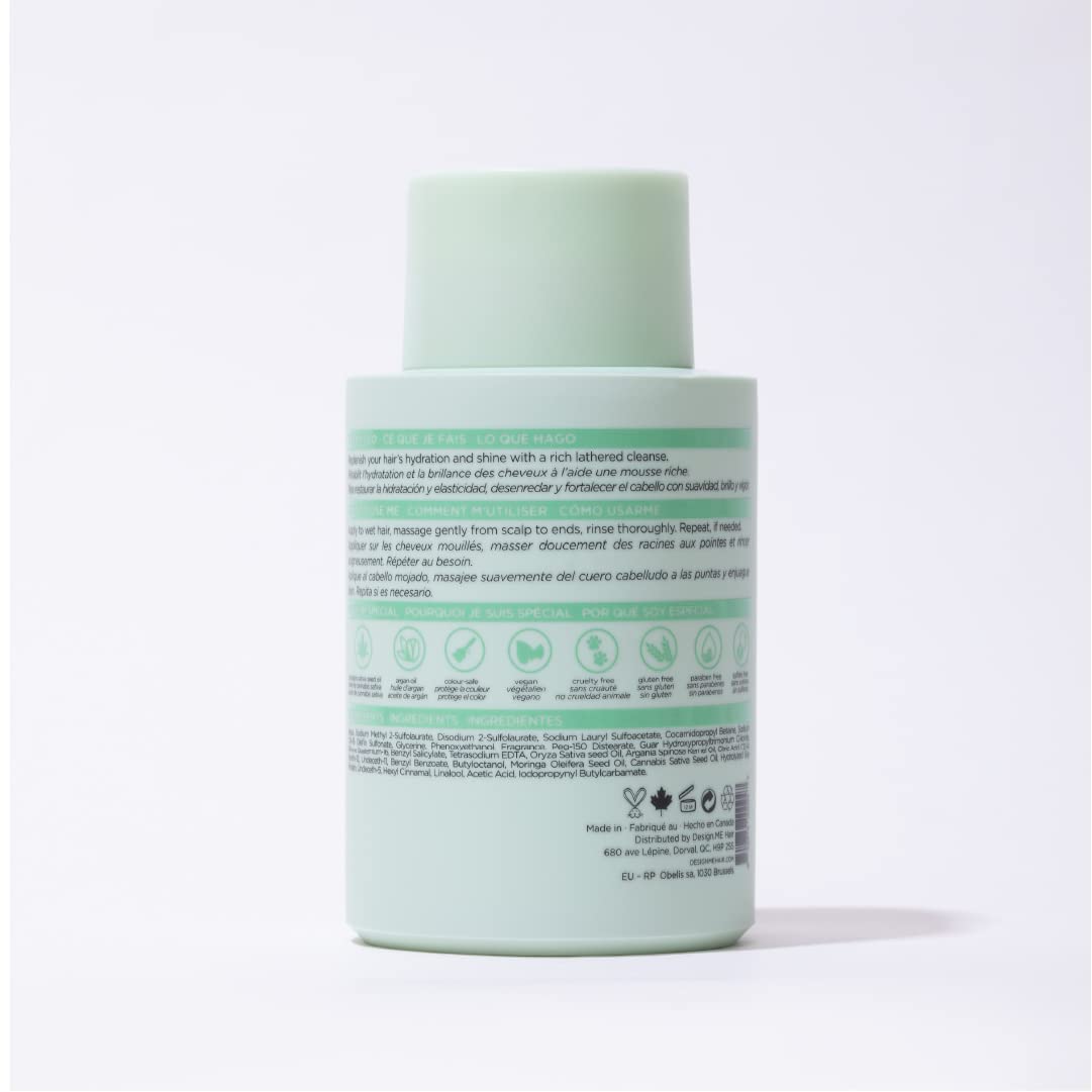 Design.Me GLOSS.ME Hydrating Shampoo | Hemp & Argan Oil Shampoo Adds Softness & Shine | Straight, Wavy, or Curly Hair Shampoo | Sulfate-Free & Color-Safe Moisturizing Shampoo for Dry Hair, 10 Fl Oz - Available at All In One Marketplace Canada