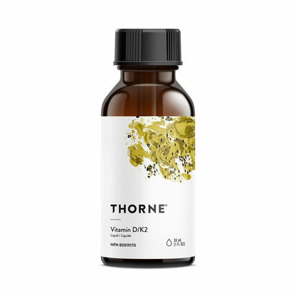 THORNE - Vitamin D/K2 Liquid (Metered Dispenser) - Dietary Supplement with Vitamins D3 and K2 to Support Healthy Bones and Muscles - 1 Fluid Ounce (30 mL) - Available at All In One Marketplace Canada