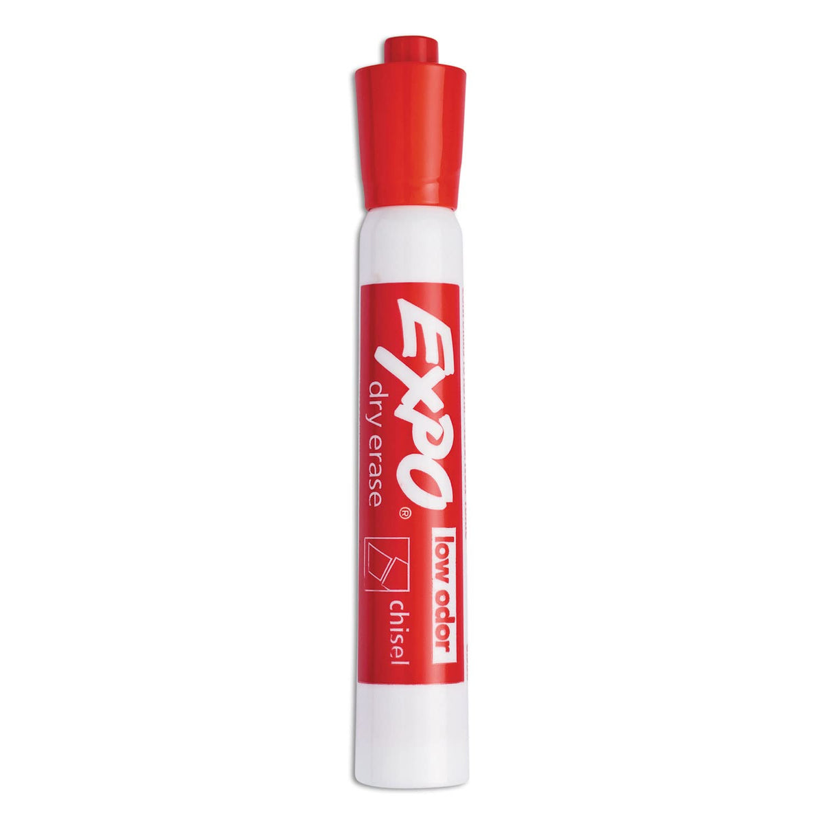 EXPO Dry Erase Markers, Low Odour Ink, Red, Chisel Tip, 12 Count