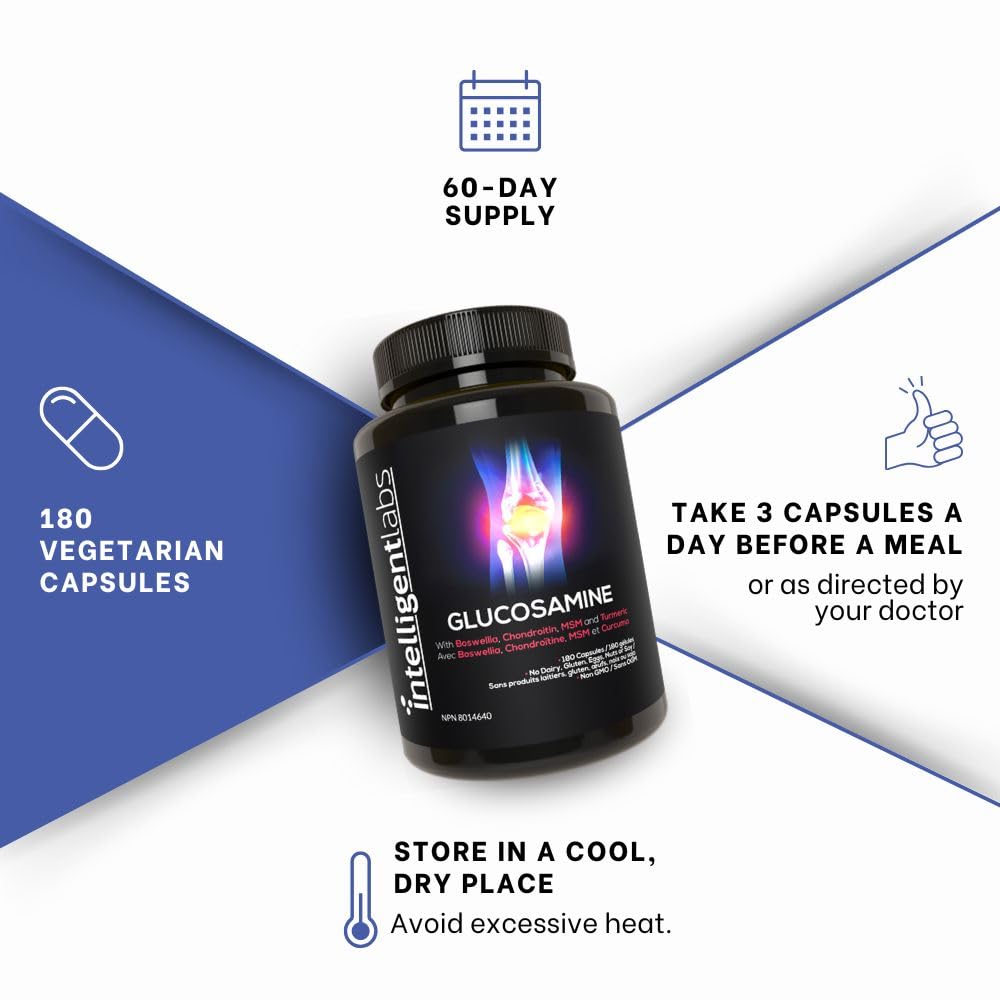 Triple Strength Glucosamine Sulfate Complex 1500mg, With Boswellia, Chondroitin, MSM and Turmeric - Available at All In One Marketplace Canada