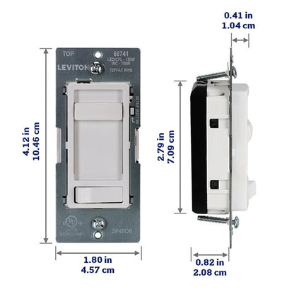 Leviton 2-Pack SureSlide Dimmer Switch for Dimmable LED, Halogen and Incandescent Lighting, 66741-2PK, Wallplates Included, White