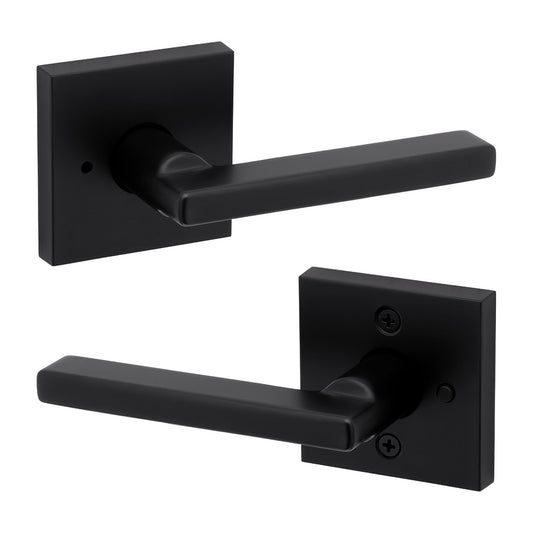 Weiser Halifax Matte Black Door Handle, Reversible Privacy Lever, Interior Door Handles for Bedroom and Bathroom Doors, Keyless Bathroom/Bedroom Door Lock, Modern Home Décor 🍁 All In One Marketplace Canada
