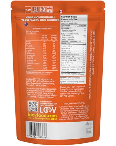 LOOV Organic Non-Fortified Nutritional Yeast Flakes - 227g (8 oz)