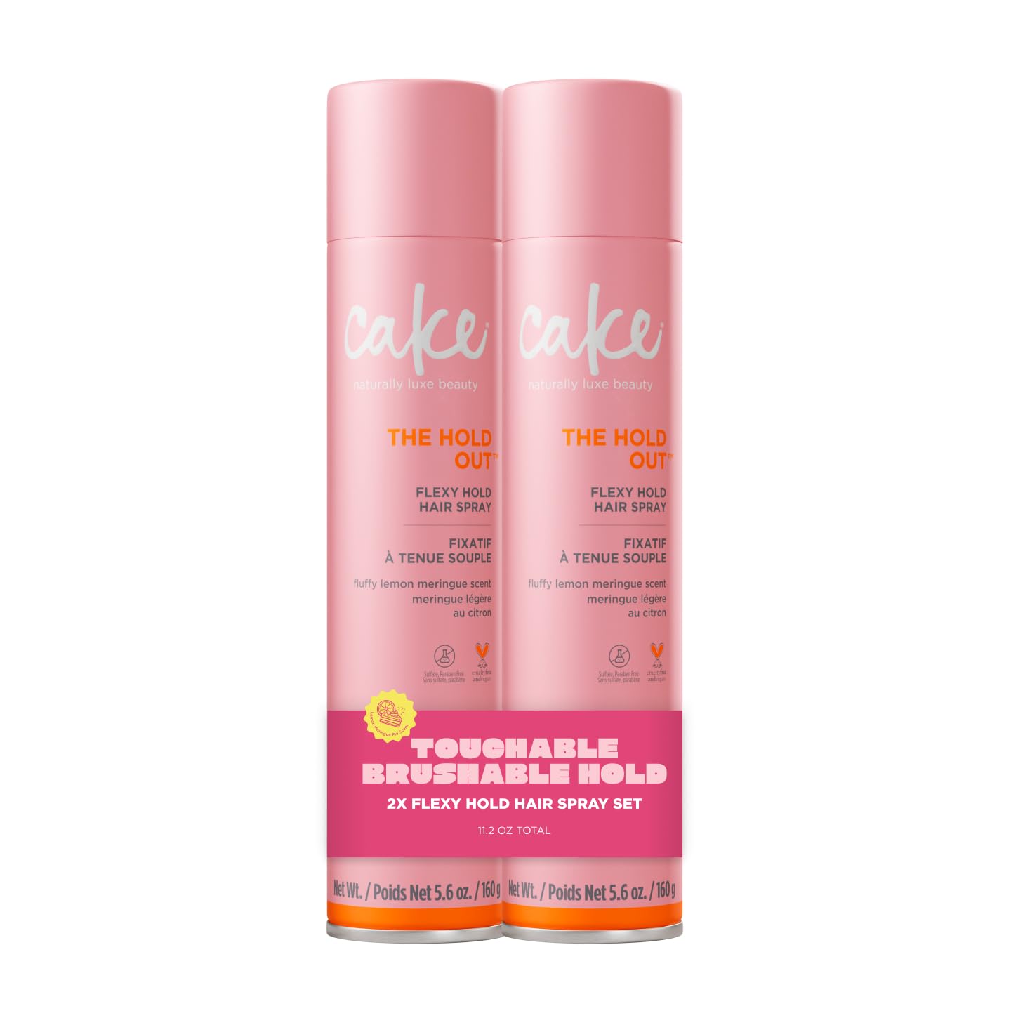 Cake Beauty Hairspray, The Hold Out – For Crunch Free Brushable, Touchable, Flexible Hold & Soft Volume – Vitamin E & Abyssinian Oil – For All Hair Types- 5.6 Oz. 2 Pack Cake Beauty