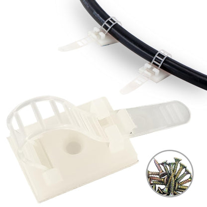 HS Wire Management Clips Clear (Yellowish) with Screw Hole (50 Pack) Adjustable Zip Ties 3 Inch with 3M Adhesive Tape,Adhesive Clips for Christmas Lights,Desk,Wall to Hold Extension Cord 🍁 All In One Marketplace Canada