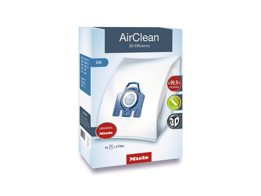 Miele Original AirClean 3D Efficiency GN Dust Bags for Vacuum Cleaners, 4 x Dust Bags, 1 x Motor Protection, 2 x Exhaust Filters - 10123210