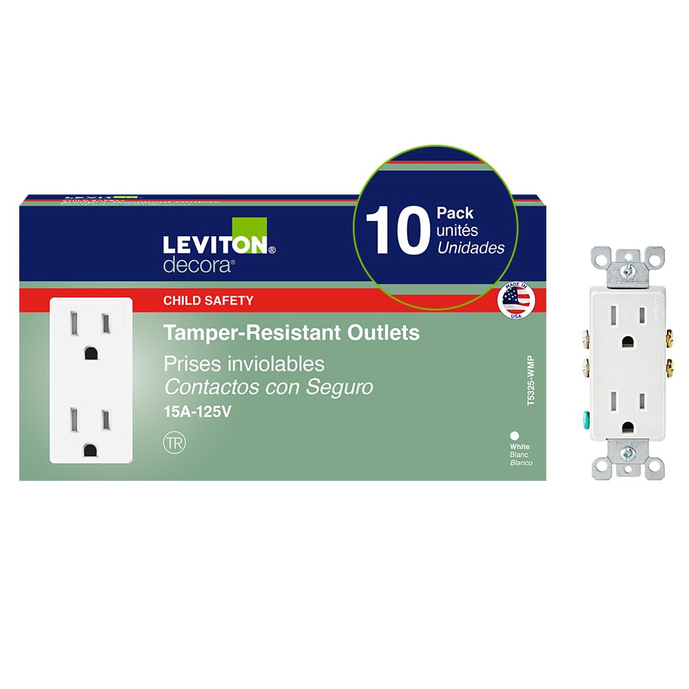 Leviton Decora, 10-Pack, 15 Amp, Tamper-Resistant Duplex Wall Receptacle, T5325-WMP, White 🍁 All In One Marketplace Canada
