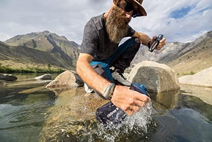 LifeStraw Peak Series - Collapsible Squeeze Bottle Water Filter System – 650ml for Trail Running, Through Hiking, Travel, Cycling, and Fishing; BPA-Free; Mountain Blue