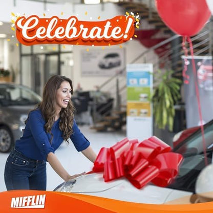 Mifflin - Big Car Bow - Matte Red, 30 Inch / 76 cm - Butterfly Shape Giant Gift Bow for Birthday, Christmas - Huge Car Décor w/ 2 Suction Cups 🍁 All In One Marketplace Canada