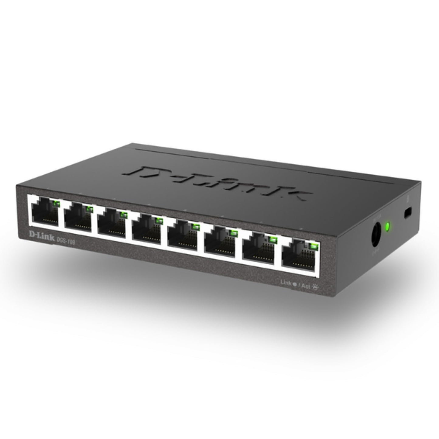 D-Link DGS-108, 8 Port Gigabit Ethernet Switch Unmanaged, Network Splitter, Silent Fanless, Network Hub, Sturdy Metal with Shielded Ports, Compact Desktop/Wall Mount, QoS, Energy Saving, Plug and Play D-Link