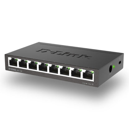 D-Link DGS-108, 8 Port Gigabit Ethernet Switch Unmanaged, Network Splitter, Silent Fanless, Network Hub, Sturdy Metal with Shielded Ports, Compact Desktop/Wall Mount, QoS, Energy Saving, Plug and Play D-Link