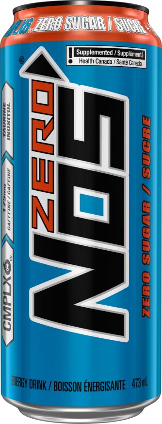 NOS ENERGY, Zero Sugar, 473 mL Cans (12 Pack) – Zero Sugar Energy Drink