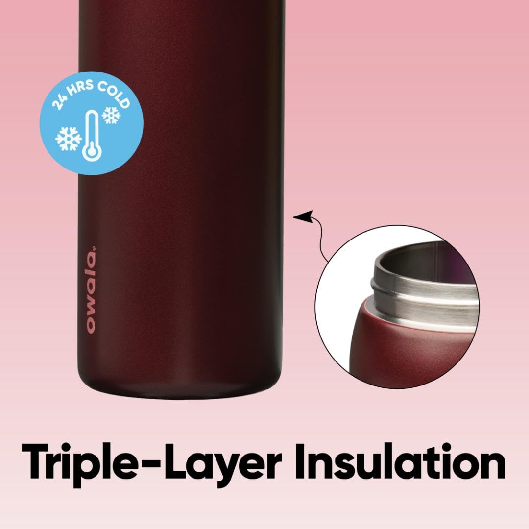 Owala FreeSip - Acier inoxydable - 946 ml - Rouge Noir Cerise