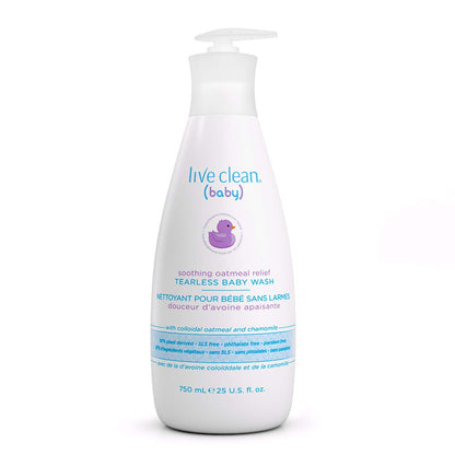Live Clean Baby Tearless Baby Wash, Soothing Oatmeal Relief, White, 750 ml (Pack of 1) - Available at All In One Marketplace Canada