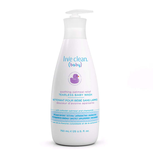 Live Clean Baby Tearless Baby Wash, Soothing Oatmeal Relief, White, 750 ml (Pack of 1) - Available at All In One Marketplace Canada