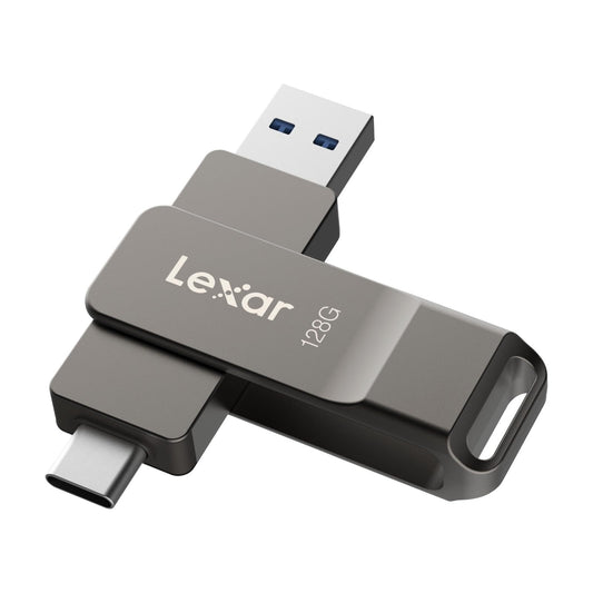 Lexar D40E 128GB Dual USB 3.2 Gen 1 Type-C Jump Drive, USB-C Flash Metal Housing Swivel Design Thumb Drive (Titanium Grey)