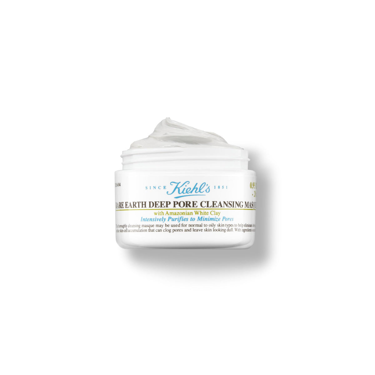 Kiehl's Rare Earth Deep Pore Cleansing Mask, Pore-Minimizing Face Mask for Clogged Pores, Detoxifies & Refines Skin, Absorbs Excess Oil, with Amazonian White Clay & Aloe Vera - 28 ml