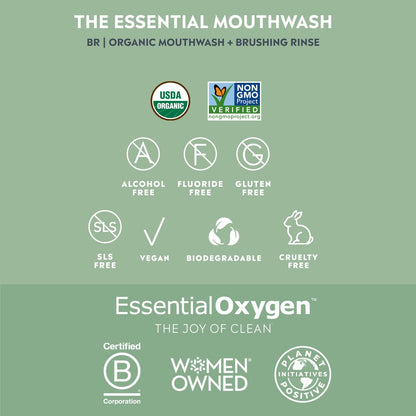 Essential Oxygen Organic Brushing Rinse Toothpaste Mouthwash for Whiter Teeth, Fresher Breath, and Healthier Gums, Peppermint 16 fl. oz 🍁 All In One Marketplace Canada