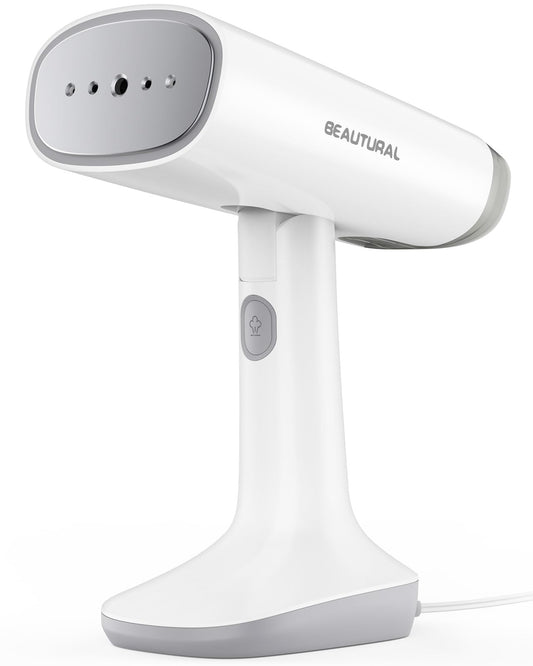 BEAUTURAL Travel Steamer for Clothes with Dual Voltage for Worldwide Use, Foldable Handheld Garment Fabric Wrinkle Remover, Portable Steam Iron, 35 Second Fast Heat-up