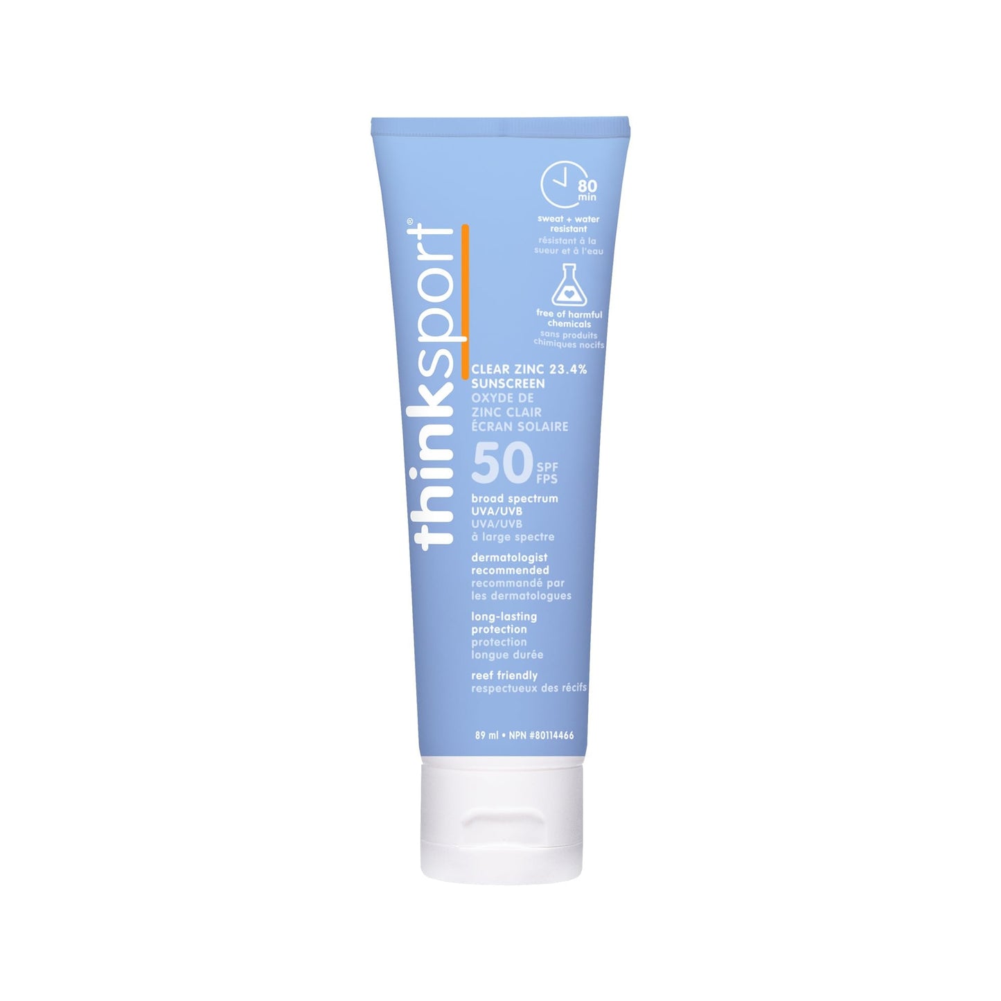 Thinksport Mineral Sunscreen, SPF 50 Clear Zinc Oxide Sunscreen, 3 Fl Oz, Water Resistant Reef Safe Sunscreen, Vegan, Clean Mineral Formula Broad Spectrum Sun Screen THINK