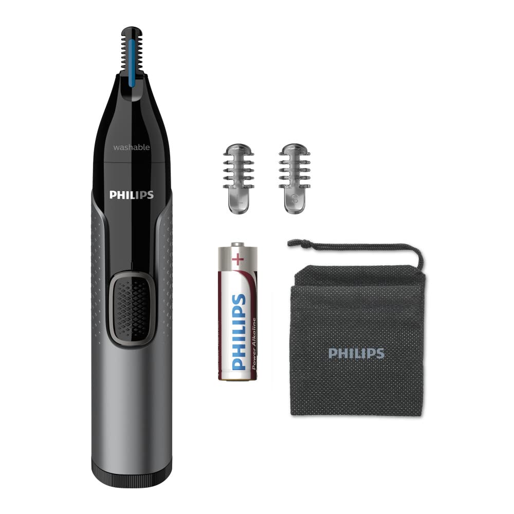 Philips Nose Trimmer Series 3000, Nose, Ear & Eyebrow Trimmer with Protective Guard System & Travel Pouch, NT3650/26 - Available at All In One Marketplace Canada