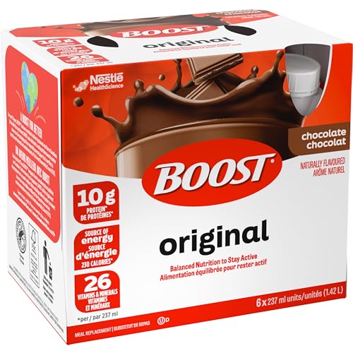 BOOST Original Chocolate Meal Replacement Drink, 237ml Bottles (6-Pack), Case of 4